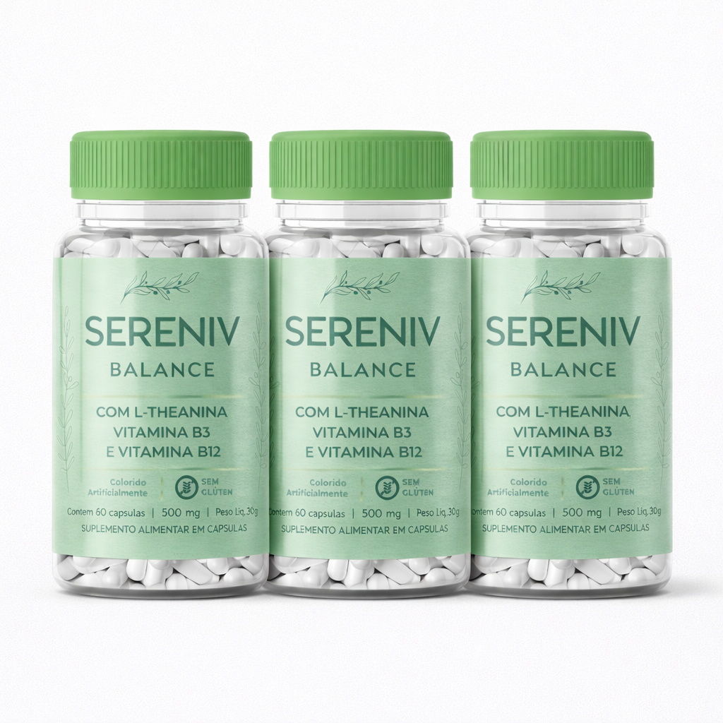 Kit Suplemento Anti Estresse e Ansiedade 3 frascos - Sereniv Balance